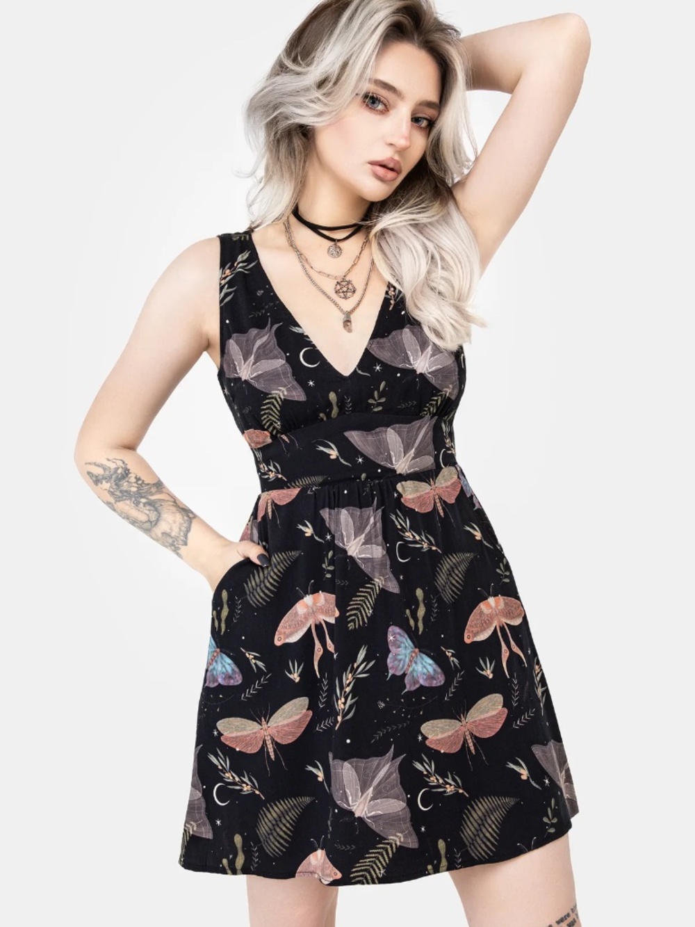Disturbia night moth mini dress